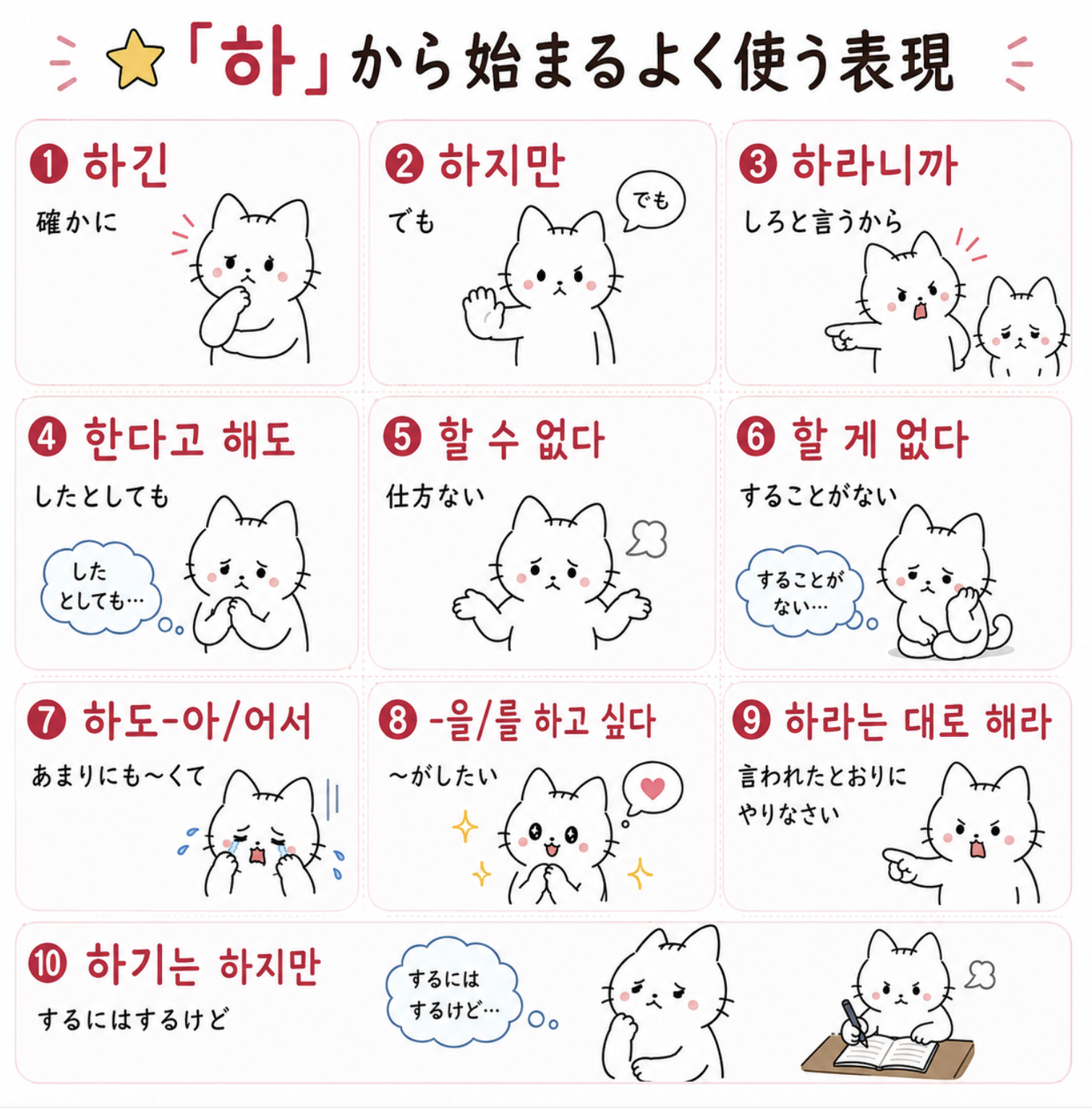 「하」から始まるよく使う韓国語表現
